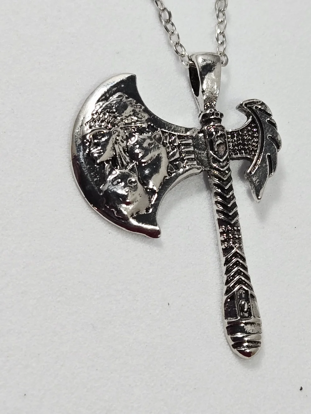 Tomahawk Axe Necklace Silver Tribal Pendant Western Style Rugged Tribal Jewelry